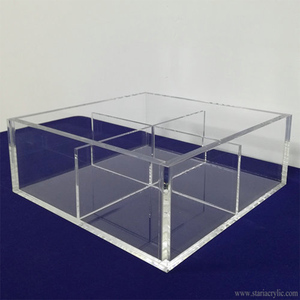 אקריליק סוכריות תיבה עם 4 תא פייברגלס כיכר מטבח מזון מגש ללא כיסוי אקריליק מזון Dispenser מגש 4 חלקים - Product Image 4