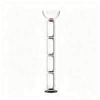 Lampadaire LED moderne et minimaliste, design colonne en verre empilé transparent, noir, E27, hauteur réglable, haute luminosité pour salon