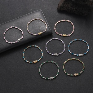 Pulsera de tenis <span class=keywords><strong>CZ</strong></span> de 2mm para mujer, brazalete de oro de 18K con piedra de huevo, tobillera, joyería de mano para boda, pulseras para niña de Color rosa - Product Image 3