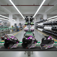Casque de moto modulaire à double visière ABS de style nouveau avec lumières LED escamotables, haut-parleur intégré, homologué DOT, visière ouverte