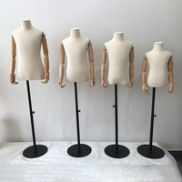 Mode nouveau demi-corps couture enfants Mannequin réglable couturiers tailleurs factice avec bras en bois