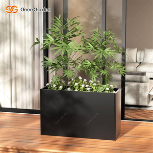 Jardinière carrée en métal noir robuste, acier laminé à froid, idéale pour porche et entrée, utilisation toutes saisons, personnalisable OEM/ODM, design empilable - Product Image 6