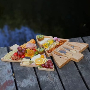 Planche à fromage en bambou avec rangement pour couteau et fourchette, plateau à fromage en forme de sapin de Noël, plateau à collations, plateau de charcuterie pour fête, planche à découper les fruits - Product Image 3