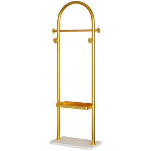 Porte-manteau et porte-chapeaux demi-cercle en U doré, style luxe léger, design moderne et épuré, sur pied, mobile, pour salon domestique - Product Image 5