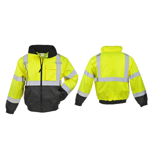 High Visibility Reflective <b>Jacket</b> with Elastic Waist Industrial Workwear for Men - Product Image 2