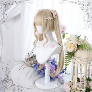Perruque complète Lolita, longue et bouclée, avec deux queues de cheval, coupe princesse, frange latérale, en fibre haute température, pour femmes - Product Image 1