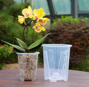 10 12 14 14 16 cm di plastica trasparente trasparente rotonda Phalaenopsis orchidee alito a fessura <span class=keywords><strong>vaso</strong></span> di orchidee da giardino - Product Image 4
