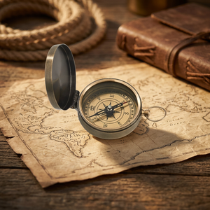 Brass <b>Compass</b> With Pointer Dial Hanging Ring For Hiking Outdoor Activities Style Portable Navigation Tool - Product Image 4