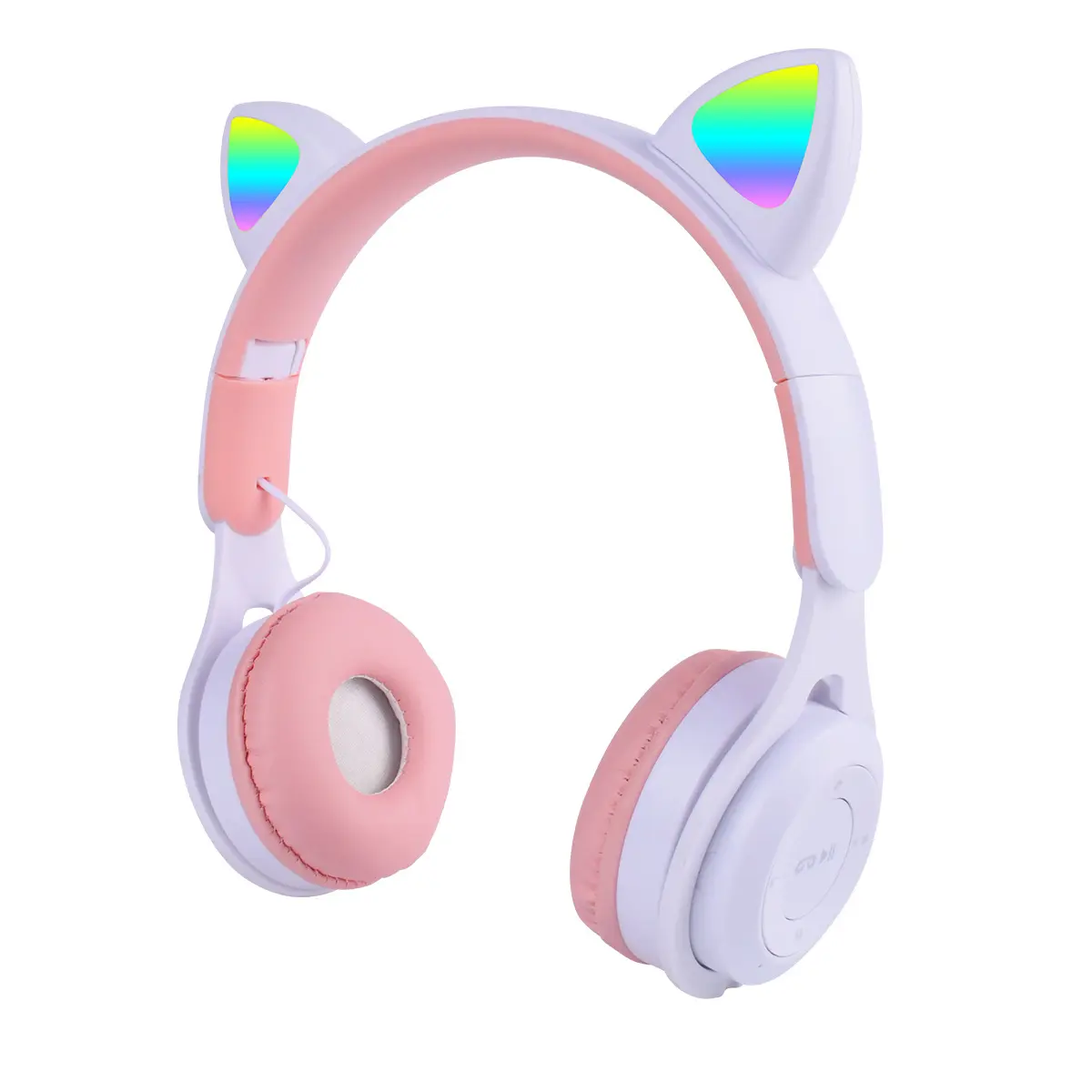 Ucuz Y08M kulak müzik üzerinde mikrofonlu kulaklıklar kulaklıklar kart desteği renkli kablosuz kedi kulak aydınlık oyun kulaklıkları