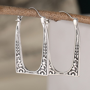 Orecchini vintage color argento da donna, gioielli alla moda per le orecchie - Product Image 2