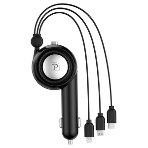 OATSBASF 5V 3A 1M PD rápido <span class=keywords><strong>Charing</strong></span> <span class=keywords><strong>Cross</strong></span> puerto de coche 3 en 1 Cable retráctil para iPhone Android tipo c - Product Image 1