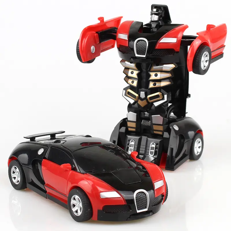 Yellow Collision Transforming Robot Model car Mini Deformation Car Transformation Toy Car Inertial Toy Kids Boy Gift