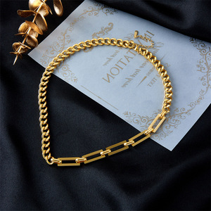 Geometric Metal Chain <b>Bracelet</b> Necklace <b>Set</b> Unisex Everyday Wear Gold Tone Jewelry - Product Image 3
