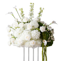 Décoration et fournitures de mariage MoKtong : Centre de table boule de fleurs en soie orchidée blanche 3D pour allée et cheminée
