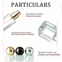 Nouveau design personnalisé clair plat carré type vide flacon pulvérisateur en verre rectangle 30ml bouteilles de parfum et emballage
