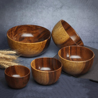 Bol en bois d'acacia, vaisselle japonaise en bois, bassine à pétrir pour la maison, bol à salade de fruits et à soupe