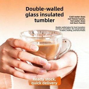 แก้วกาแฟสองชั้นกันความร้อน ดีไซน์มินิมอล สำหรับใช้ในออฟฟิศ บ้าน หรือบาร์ มีสินค้าพร้อมส่งจากโรงงาน ขายส่ง - Product Image 2
