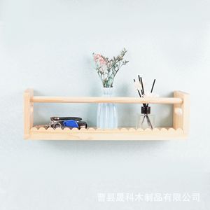 Wooden Wall Mounted <b>Shelf</b> Natural Color Rectangle Multipurpose Storage <b>Rack</b> For Living Room Entryway Durable - Product Image 2