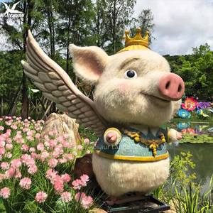 Statue <span class=keywords><strong>de</strong></span> cochon animatronique personnalisable avec ailes mobiles pour modèle <span class=keywords><strong>de</strong></span> parc à thème forestier à vendre - Product Image 2