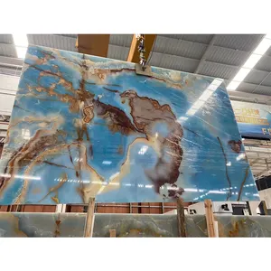 공장 가격 천연 블루 오닉스 대리석 벽 석판