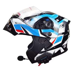 Aprobado por DOT, <span class=keywords><strong>casco</strong></span> <span class=keywords><strong>Modular</strong></span> de dientes azules para Motocross, visera doble, cara completa abatible hacia arriba integrado para adultos, hombres, mujeres, cascos de motocicleta - Product Image 2