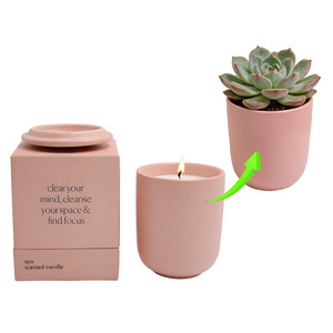Ensemble cadeau <span class=keywords><strong>de</strong></span> bougies parfumées en cire <span class=keywords><strong>de</strong></span> soja et <span class=keywords><strong>de</strong></span> paraffine végétale, sans fumée, dans un pot en céramique, pour la maison, l'hôtel, la décoration écologique, l'aromathérapie et la fragrance. - Product Image 2