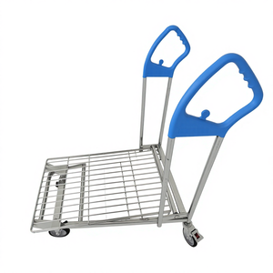 4 Wheel Platform <strong>Cart</strong> Supermarket <strong>Cargo</strong> Storage Trolley <strong>Cart</strong> with Big Handle - Product Image 4