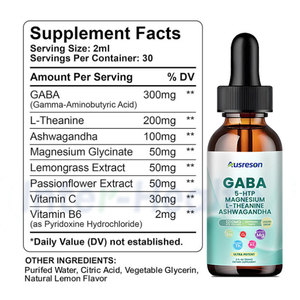 Gotas Líquidas de GABA y L-teanina Ausreson OEM, Suplemento para Dormir Vegano, <span class=keywords><strong>Ashwagandha</strong></span>, 5-HTP, Magnesio, Gotas Líquidas para Dormir, Gotas de GABA - Product Image 2