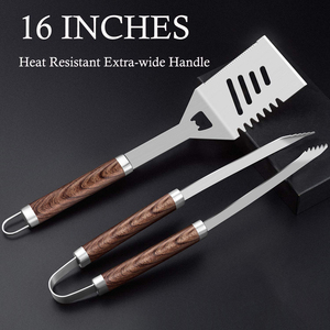 Ensemble d'outils de barbecue en acier inoxydable, ustensiles de barbecue robustes, kit d'outils de cuisson antidérapants avec thermomètre - Product Image 2