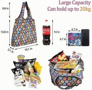 Custom Logo Reusable Groceries Shopping <b>Foldable</b> Washable Tote <b>Bags</b> Eco-Friendly With Attached Pouch - Product Image 6