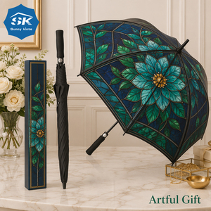 Full print flower pattern advertising custom automatic open rain <b>umbrella</b> 30 inch large golf <b>umbrella</b> with logo urgent order - Product Image 5