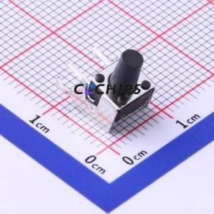 TS-1002N-BR09016 Tactile Switch Bent Lead Through Hole-4P,6x6mm Single Pole Single Throw Round Button 1.6N Right Angle Insert - Product Image 1