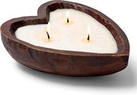 5,9 inch hartvormige houten deegkom, romantische kaarsenhouder, multifunctionele brood- en fruitkom van hout
