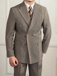 Completo da Uomo Classico Retrò Doppiopetto Kaki con Girovita a <span class=keywords><strong>Rondine</strong></span>, Vestibilità Slim, Chiusura con Cerniera, Pieghe Antistatiche - Product Image 5