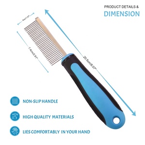 Sisir Penghilang Bulu Hewan Peliharaan Gagang Panjang dari Baja Anti Karat, Sikat Perawatan Hewan Peliharaan untuk Anjing dan Kucing - Product Image 2