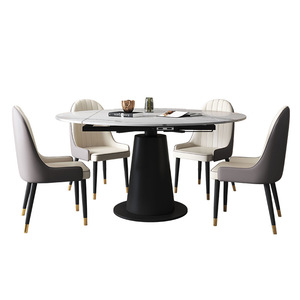 Juego de mesa y sillas extensibles minimalistas italianas de 6 piezas para comedor moderno - Product Image 4