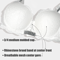 Bra Wanita Transparan Berenda Lingerie Lace Push Up Berhias Berlian Imitasi Model Convertible