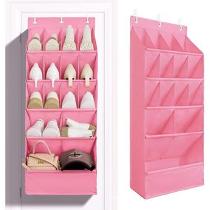 Over The Door <b>Shoe</b> Organizer 15 Pockets Pink Hanging <b>Shoe</b> Rack For Closet <b>Storage</b> With Large Pocket Multifunctional - Product Image 1