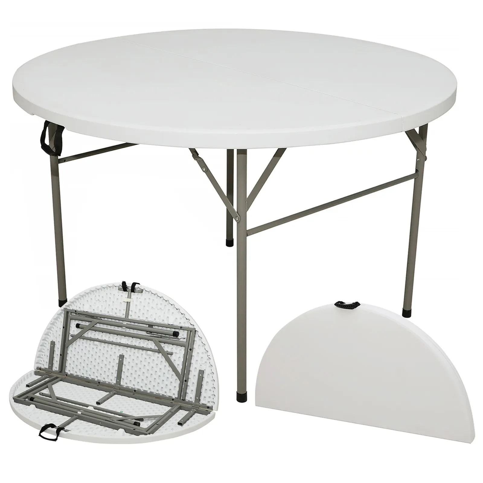 طاولة محمولة للتخييم في الهواء الطلق من البلاستيك قابلة للطي طاولة مستديرة