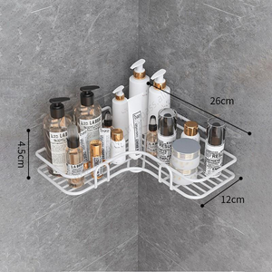 Étagères de rangement métalliques antirouille à un seul niveau pour cuisine, sans perçage, avec adhésif sans trace pour salle de bain et lavabo - Product Image 5