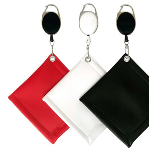 Chiffon de nettoyage de balles de golf minimaliste de style coréen avec anneau de suspension facile à retirer, serviette de nettoyage de clubs de golf en cuir PU - Product Image 5