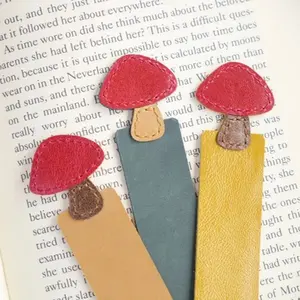 PU Leather Mushroom-shaped Bookmark Creative Cute Book Paper Marks School Student Teacher Stationery Book Mark Gift In Stock