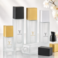 Flacon de sérum carré transparent givré de luxe 15ml 20ml 30ml 40ml, emballage cosmétique pour soins de la peau liquide 30ml, flacon de fond de teint en verre avec pompe