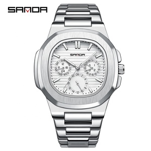 Montre Homme Sanda Neuve à Bracelet Acier, Quartz, Trois Cadrans, Six Aiguilles, Simple, Tendance, en Acier Inoxydable, Étanche - Product Image 5