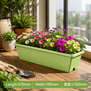 Jardinière rectangulaire blanche écologique et durable avec plateau de drainage <span class=keywords><strong>en</strong></span> plastique pour fenêtre, idéale pour légumes, fleurs, herbes, balcon et jardin - Product Image 1