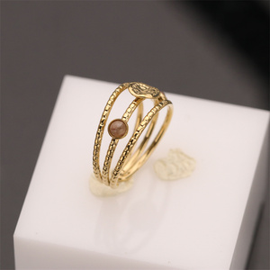 Toptan <span class=keywords><strong>Boho</strong></span> Altın Paslanmaz Çelik Su Geçirmez Kadınlar İçin Düğün Nişan Zirkonyum Taşlı Yüzükler - Product Image 3