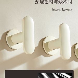 <b>Wall</b> <b>Hooks</b> Milky White Aluminum Alloy Modern Simple Design No Drilling Required Entryway Storage Rack - Product Image 2