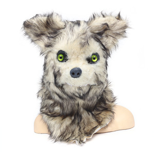 Máscara de Lobo de Peluche con Boca Móvil para Halloween, Máscara de Terror de PVC/Peluche para Pascua y Carnaval - Product Image 5