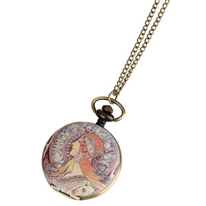 Peinture Style Ancien <span class=keywords><strong>Femme</strong></span> Élégante Conception Flip Open Full Hunter Vintage <span class=keywords><strong>Montre</strong></span> De Poche Avec Collier Horloge Chaîne - Product Image 6