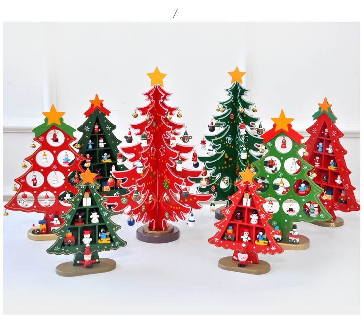 Set 26 Mini Alberi Di Natale In Sisal E Figure Per Villaggio Natalizio, Con Pupazzi Di Neve, Renna E Panca, Altezze Varie (4,5-12,5 Cm)